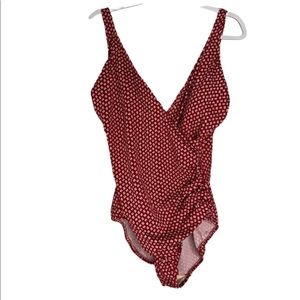 Miraclesuit Red Wrap One Piece Swimsuit